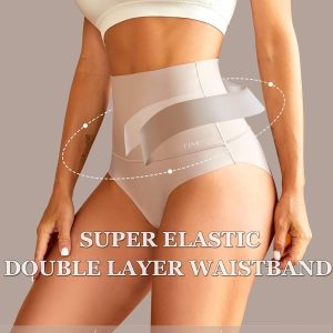FINETOO Tummy Control Underwear for Women High Waisted Nylon Brief No Show Womens Bikini Seamless Panties 4pack S-XXXL