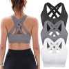 FITTIN Padded Sports Bras for Women: Support Strappy Adjustable Straps Cross Back Sport Bra Pack for Workout Yoga Running Gym