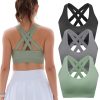 FITTIN Padded Sports Bras for Women: Support Strappy Adjustable Straps Cross Back Sport Bra Pack for Workout Yoga Running Gym