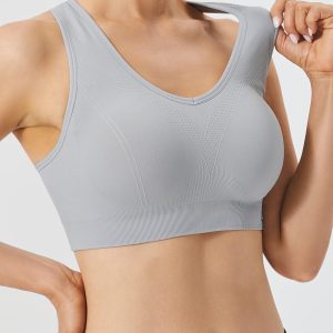 FITTIN Racerback Sports Bras for Women - Padded Seamless Support Bra for Yoga Gym Workout Fitness