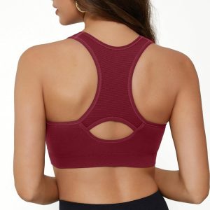 FITTIN Racerback Sports Bras for Women - Padded Seamless Support Bra for Yoga Gym Workout Fitness