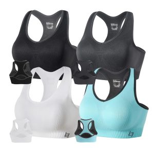FITTIN Racerback Sports Bras for Women - Padded Seamless Support Bra for Yoga Gym Workout Fitness