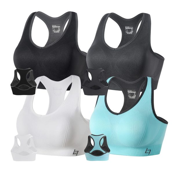 FITTIN Racerback Sports Bras for Women - Padded Seamless Support Bra for Yoga Gym Workout Fitness