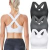 FITTIN Sports Bras Pack for Women - Padded Cross Back Support Seamless Strap Bra for Workout Fitness Gym Yoga Large Bust