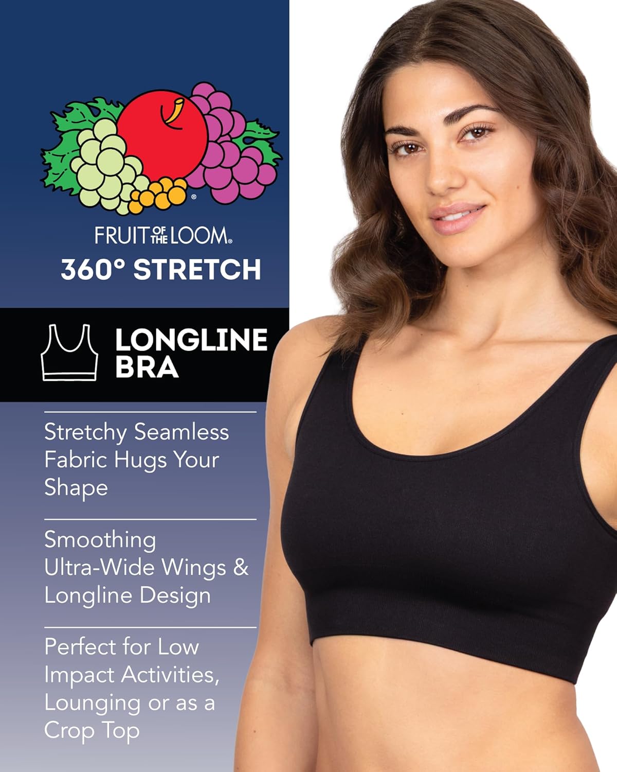 Fruit of the Loom Women's 3-Pack Seamless Full-Coverage Wireless Bra