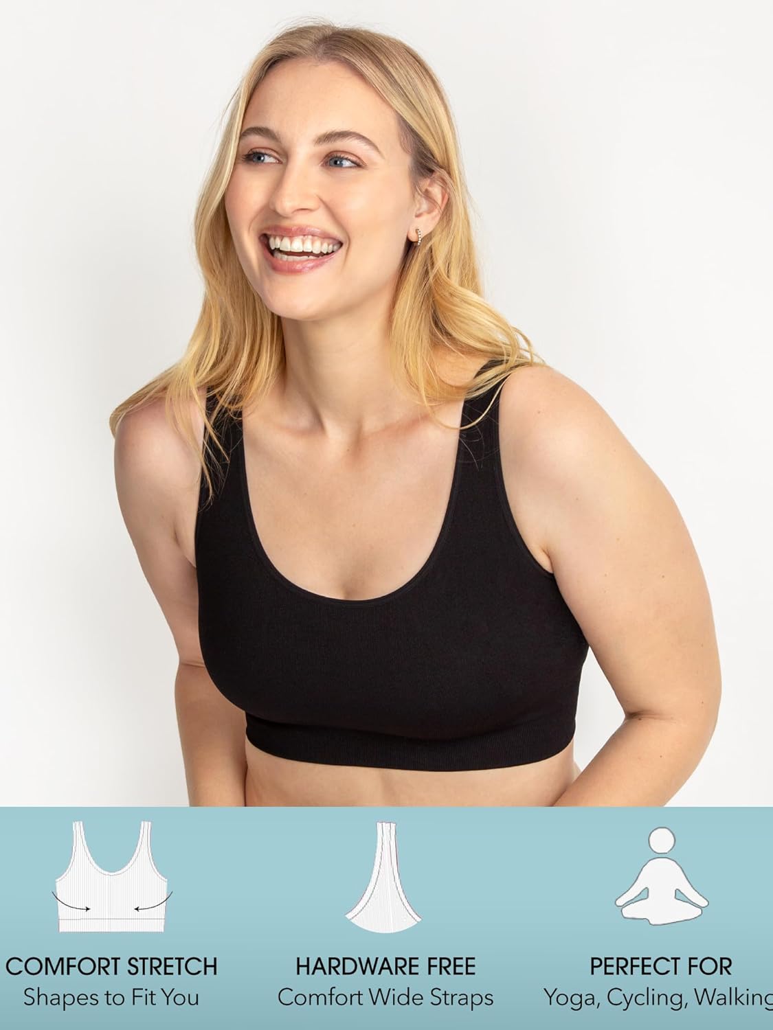Fruit of the Loom Women's 3-Pack Seamless Full-Coverage Wireless Bra