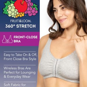 Fruit of the Loom Women's Multi-Pack Front Closure Cotton Bra