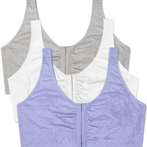 Fruit of the Loom Women's Multi-Pack Front Closure Cotton Bra