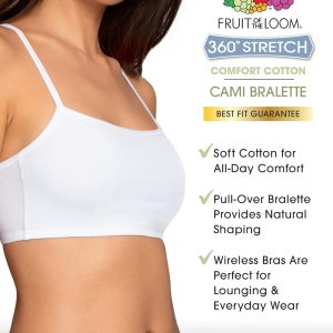 Fruit of The Loom Women's Multi-Pack Spaghetti Strap Cotton Sports Bra