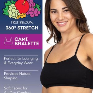 Fruit of The Loom Women's Multi-Pack Spaghetti Strap Cotton Sports Bra