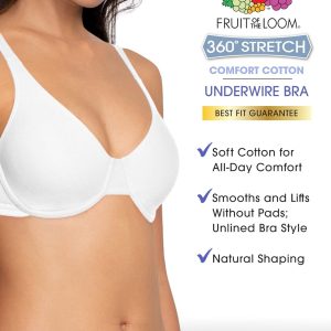 Fruit of The Loom Women's Multi-Pack Unlined Underwire Cotton Bra