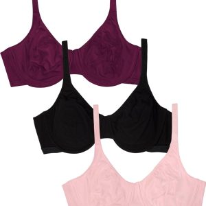 Fruit of The Loom Women's Multi-Pack Unlined Underwire Cotton Bra