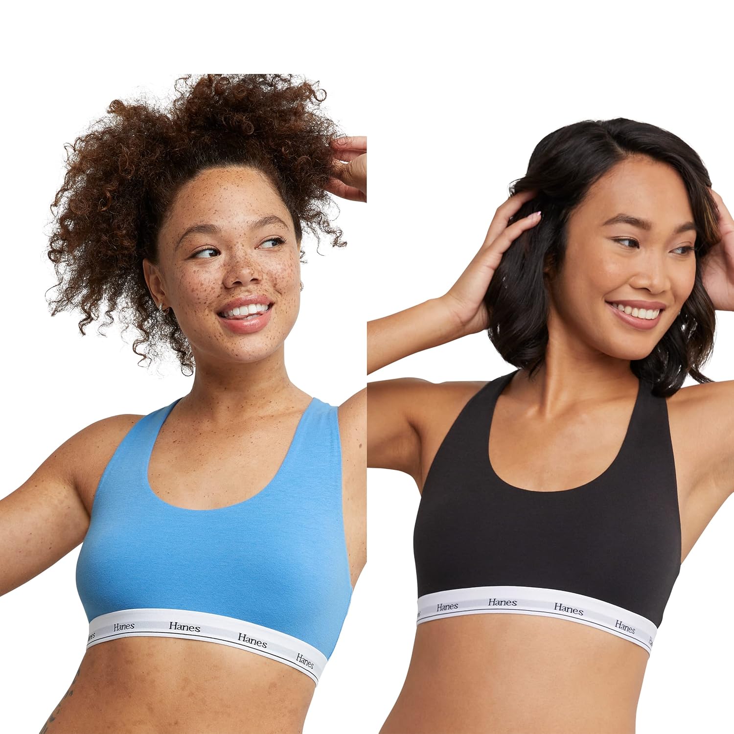 Hanes Women's Originals Racerback Bralette Pack, Breathable Stretch Cotton Bras, 2-Pack