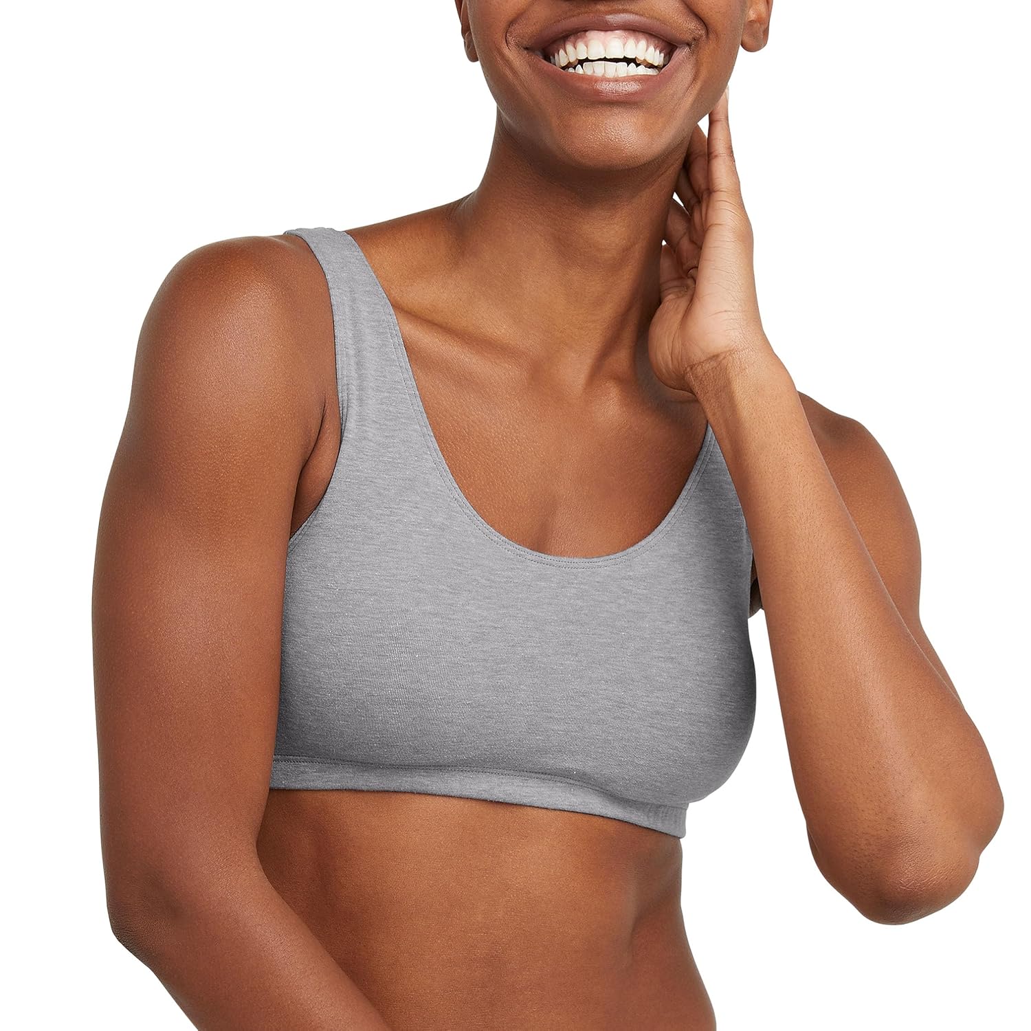 Hanes Women's Scoopneck Cotton Bralette Crop Top (3 Pack)