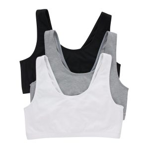 Hanes Women's Scoopneck Cotton Bralette Crop Top (3 Pack)