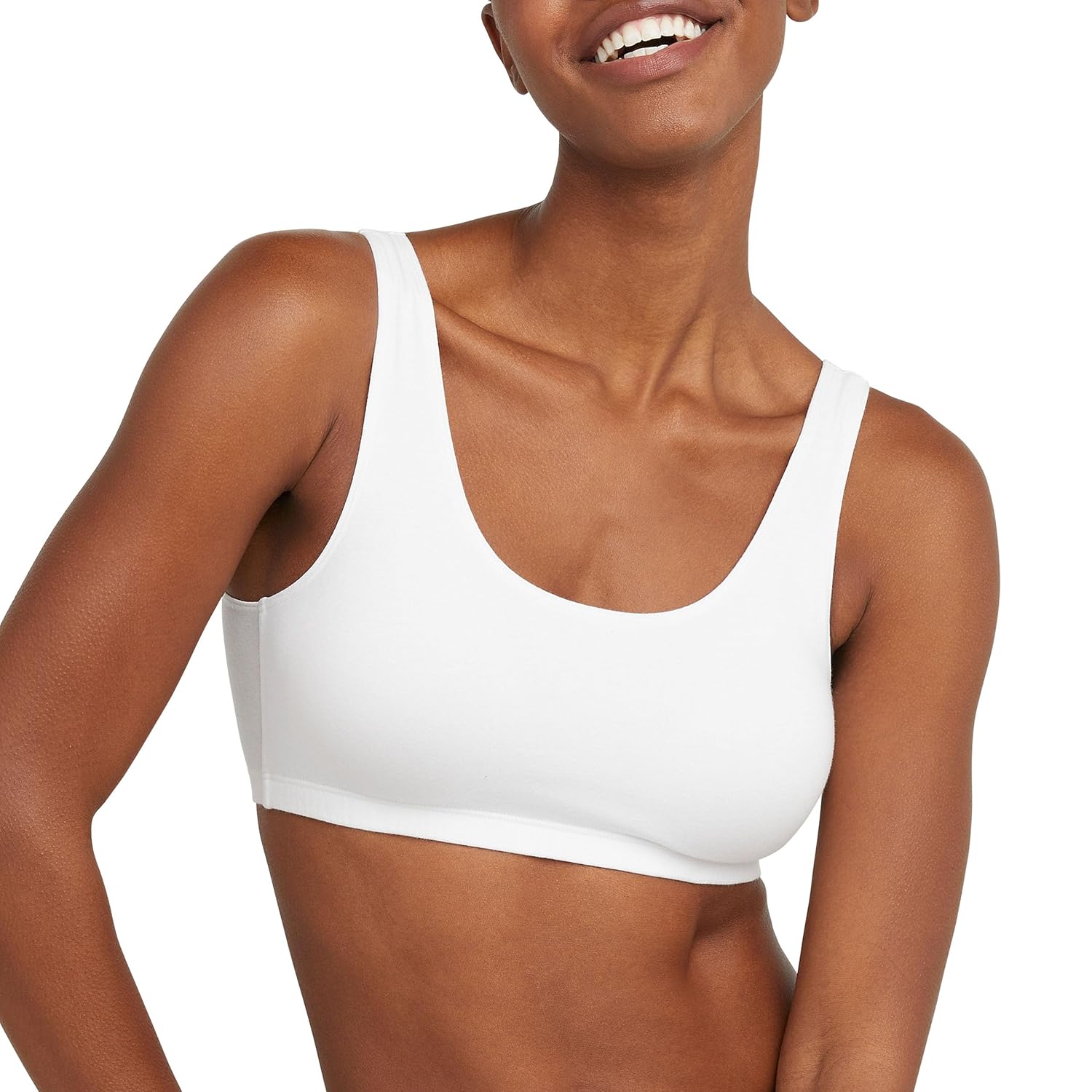 Hanes Women's Scoopneck Cotton Bralette Crop Top (3 Pack)