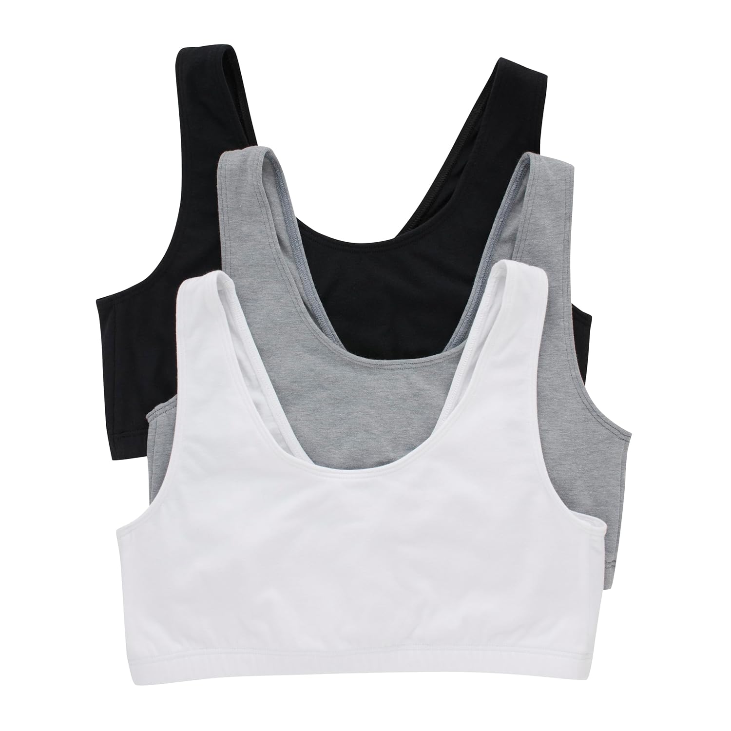 Hanes Women's Scoopneck Cotton Bralette Crop Top (3 Pack)