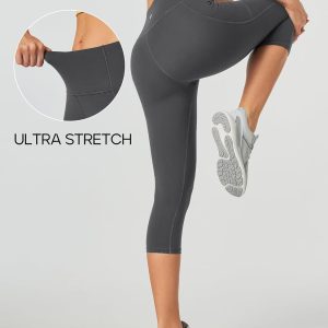 Heathyoga Capri Leggings for Women High Waisted Capri Leggings with Pockets for Women Tummy Control Yoga Pants Women