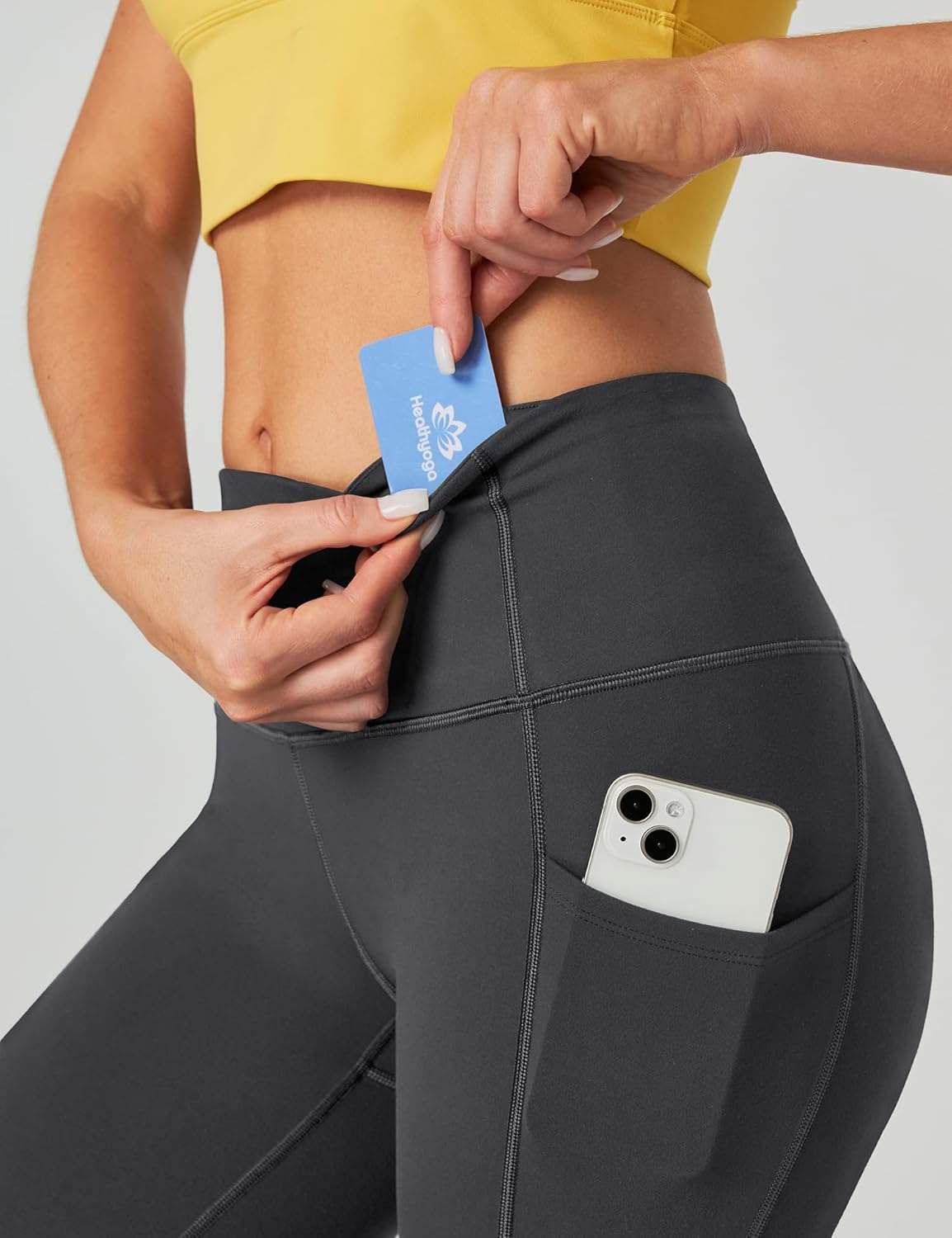 Heathyoga Capri Leggings for Women High Waisted Capri Leggings with Pockets for Women Tummy Control Yoga Pants Women