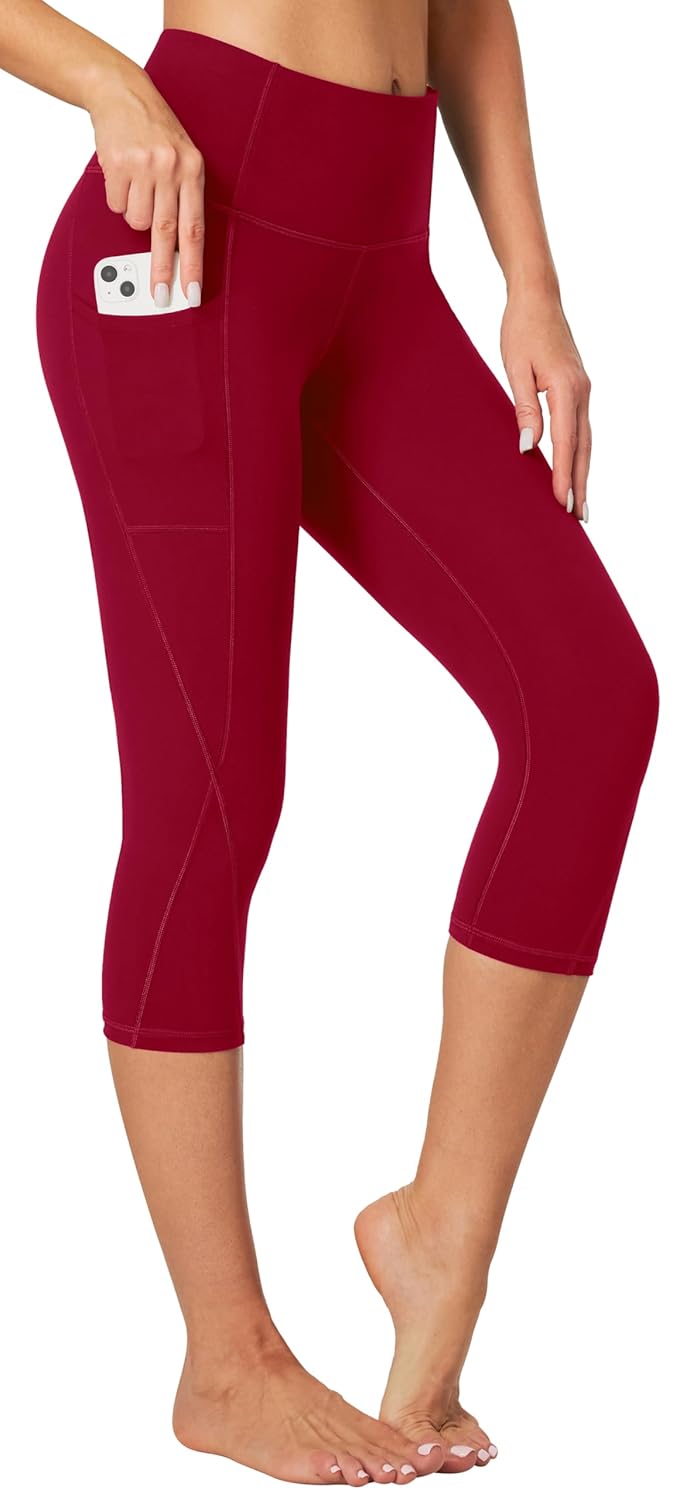 Heathyoga Capri Leggings for Women High Waisted Capri Leggings with Pockets for Women Tummy Control Yoga Pants Women