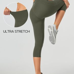 Heathyoga Capri Leggings for Women High Waisted Capri Leggings with Pockets for Women Tummy Control Yoga Pants Women