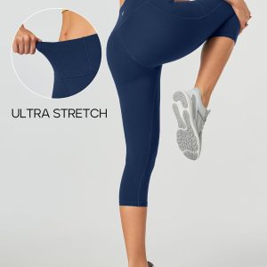 Heathyoga Capri Leggings for Women High Waisted Capri Leggings with Pockets for Women Tummy Control Yoga Pants Women