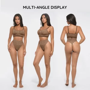 Hexin Women's Everyday Leopard Print Bralette Set Comfortable Seamless Wireless Shaping Bra Wire Free Support