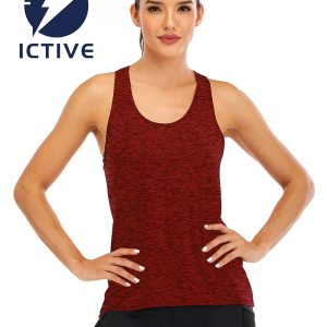 ICTIVE Womens Cross Backless Workout Tops for Women Racerback Tank Tops Open Back Running Muscle Tank Yoga Shirts