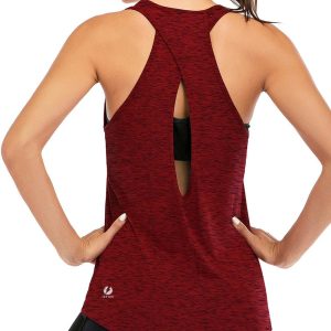 ICTIVE Womens Cross Backless Workout Tops for Women Racerback Tank Tops Open Back Running Muscle Tank Yoga Shirts