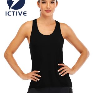 ICTIVE Womens Cross Backless Workout Tops for Women Racerback Tank Tops Open Back Running Muscle Tank Yoga Shirts