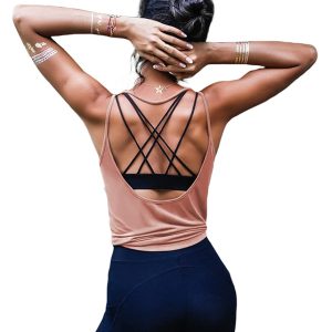 OYANUS Womens Summer Workout Tops Sexy Backless Yoga Shirts Open Back Activewear Running Sports Gym Tank Tops