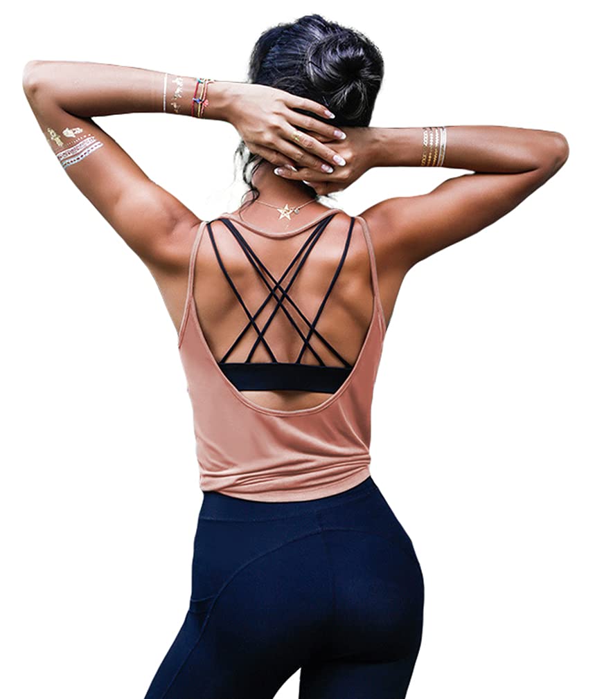 OYANUS Womens Summer Workout Tops Sexy Backless Yoga Shirts Open Back Activewear Running Sports Gym Tank Tops