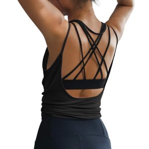 OYANUS Womens Summer Workout Tops Sexy Backless Yoga Shirts Open Back Activewear Running Sports Gym Tank Tops