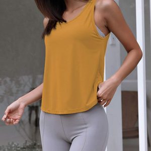 OYANUS Womens Summer Workout Tops Sexy Backless Yoga Shirts Open Back Activewear Running Sports Gym Tank Tops