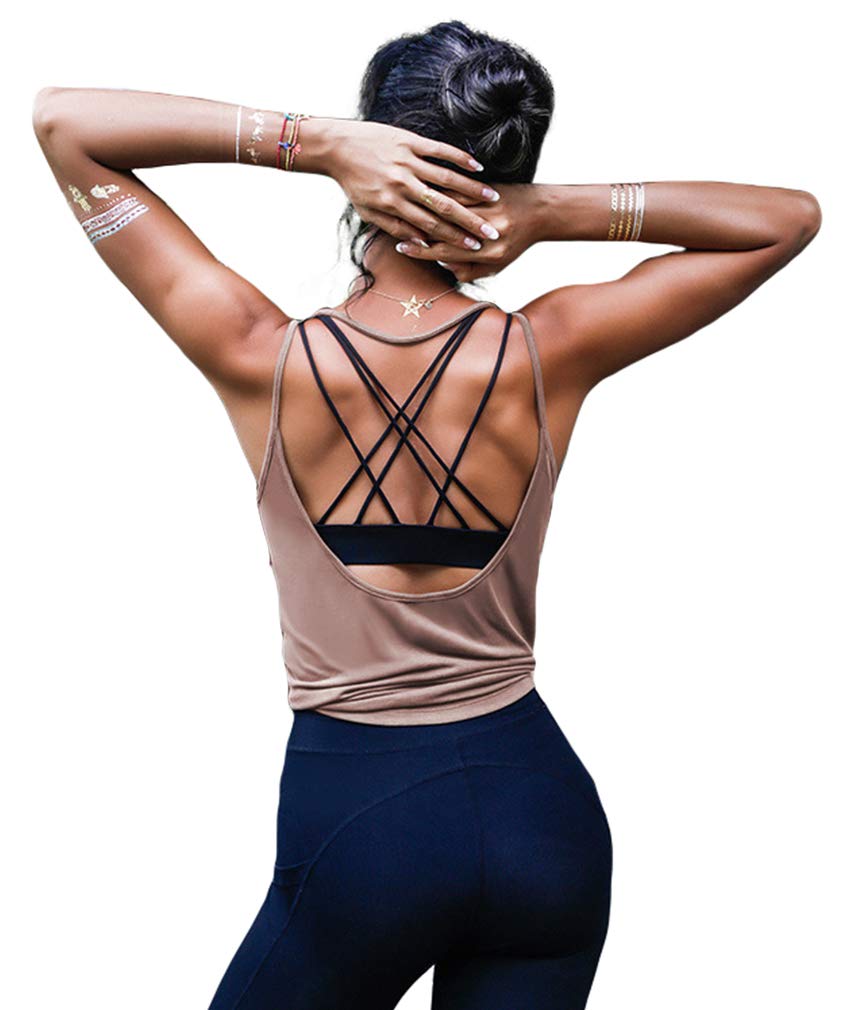 OYANUS Womens Summer Workout Tops Sexy Backless Yoga Shirts Open Back Activewear Running Sports Gym Tank Tops