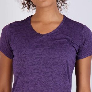 Real Essentials 5 Pack: Women's Dry Fit Short Sleeve V Neck Workout Top - Fitness Gym Athletic Yoga T-Shirt (Plus Available)