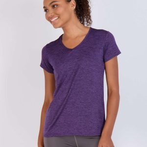 Real Essentials 5 Pack: Women's Dry Fit Short Sleeve V Neck Workout Top - Fitness Gym Athletic Yoga T-Shirt (Plus Available)