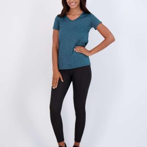 Real Essentials 5 Pack: Women's Dry Fit Short Sleeve V Neck Workout Top - Fitness Gym Athletic Yoga T-Shirt (Plus Available)