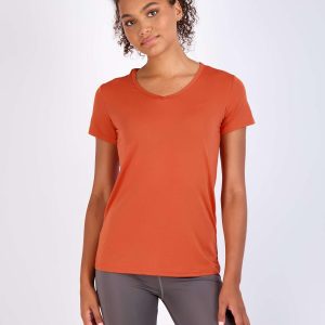 Real Essentials 5 Pack: Women's Dry Fit Short Sleeve V Neck Workout Top - Fitness Gym Athletic Yoga T-Shirt (Plus Available)