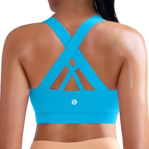 RUNNING GIRL Sports Bra for Women, Criss-Cross Back Padded Strappy Sports Bras Medium Support Yoga Bra with Removable Cups