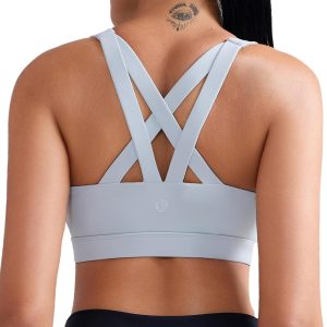 RUNNING GIRL Sports Bra for Women, Criss-Cross Back Padded Strappy Sports Bras Medium Support Yoga Bra with Removable Cups