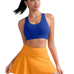 RUNNING GIRL Sports Bra for Women, Criss-Cross Back Padded Strappy Sports Bras Medium Support Yoga Bra with Removable Cups