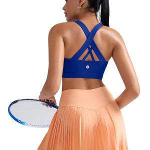 RUNNING GIRL Sports Bra for Women, Criss-Cross Back Padded Strappy Sports Bras Medium Support Yoga Bra with Removable Cups