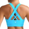 RUNNING GIRL Sports Bra for Women, Criss-Cross Back Padded Strappy Sports Bras Medium Support Yoga Bra with Removable Cups