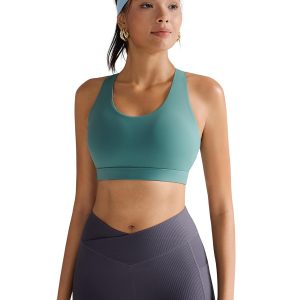 RUNNING GIRL Sports Bra for Women, Criss-Cross Back Padded Strappy Sports Bras Medium Support Yoga Bra with Removable Cups