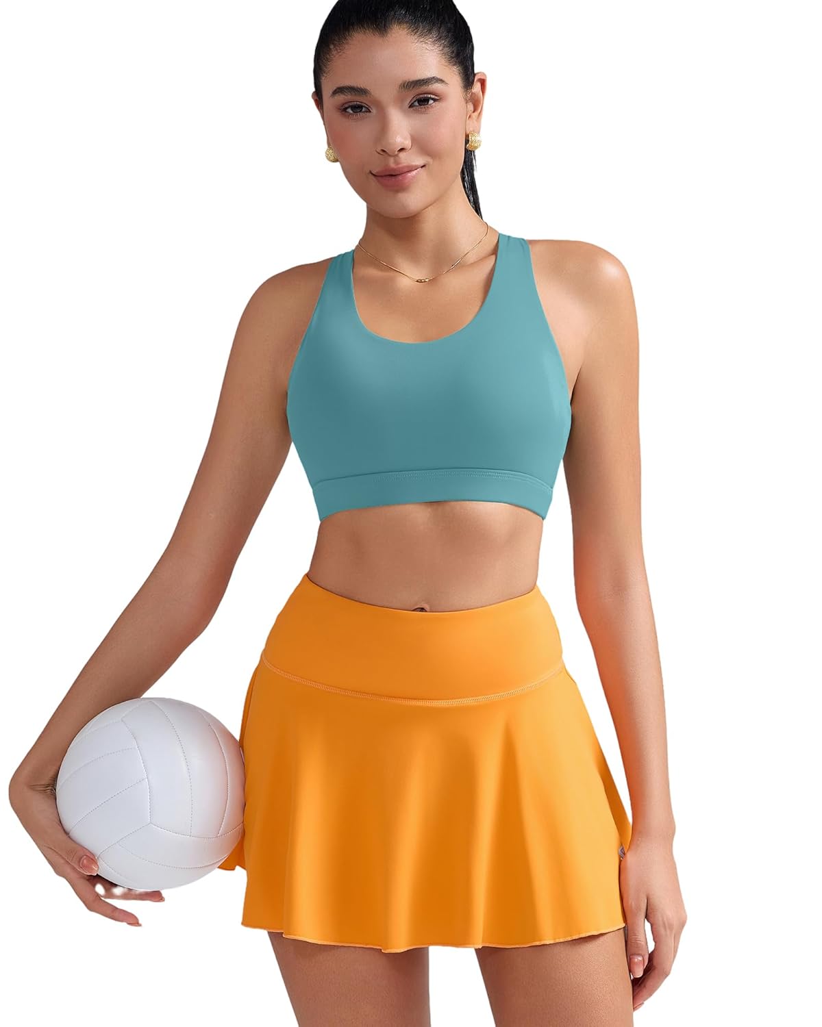 RUNNING GIRL Sports Bra for Women, Criss-Cross Back Padded Strappy Sports Bras Medium Support Yoga Bra with Removable Cups