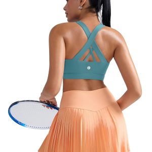 RUNNING GIRL Sports Bra for Women, Criss-Cross Back Padded Strappy Sports Bras Medium Support Yoga Bra with Removable Cups