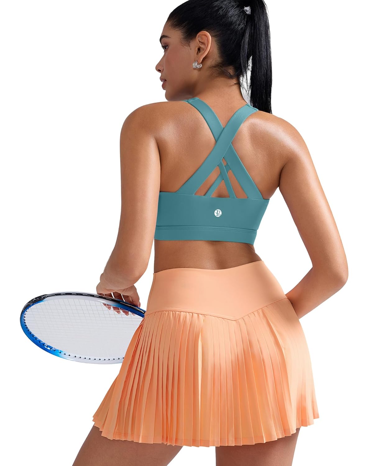 RUNNING GIRL Sports Bra for Women, Criss-Cross Back Padded Strappy Sports Bras Medium Support Yoga Bra with Removable Cups