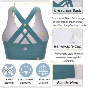 RUNNING GIRL Sports Bra for Women, Criss-Cross Back Padded Strappy Sports Bras Medium Support Yoga Bra with Removable Cups