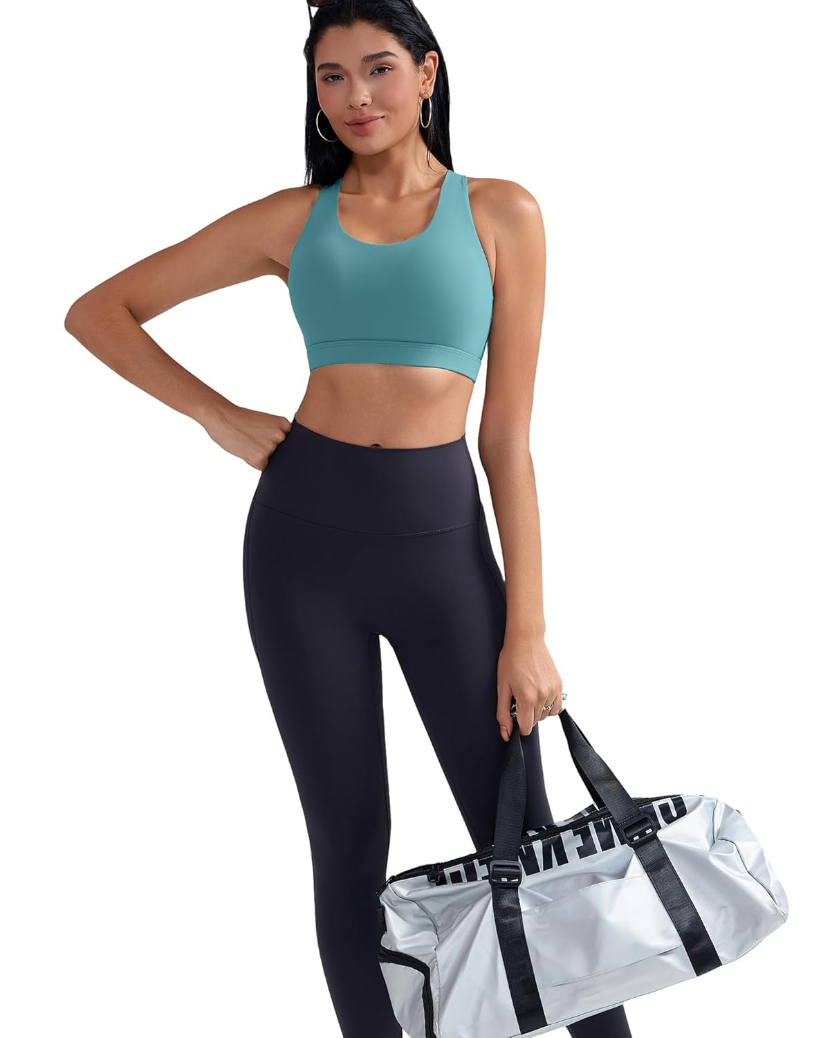 RUNNING GIRL Sports Bra for Women, Criss-Cross Back Padded Strappy Sports Bras Medium Support Yoga Bra with Removable Cups